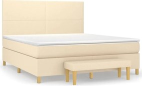 vidaXL Κρεβάτι Boxspring με Στρώμα Κρεμ 180x200 εκ. Υφασμάτινο