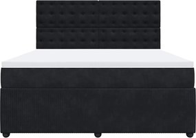 vidaXL Κρεβάτι Boxspring με Στρώμα Μαύρο 180x200 εκ. Βελούδινο