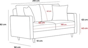Τριθέσιος Καναπές Κρεβάτι Ανθρακί EVA 90x210x82