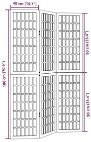 Διαχωριστικό Χώρου με 3 Πάνελ Μαύρο από Μασίφ Ξύλο Παυλώνιας - Μαύρο