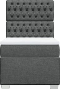 vidaXL Κρεβάτι Boxspring με Στρώμα Σκούρο Γκρι 100x200 εκ. Υφασμάτινο