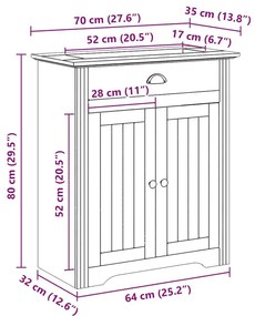 Ντουλάπι νιπτήρα μπάνιου BODO Λευκό και καφέ 70x35x80 cm - Καφέ