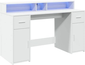 vidaXL Γραφείο με LED Λευκό 140x55x91 εκ. από Επεξεργασμένο Ξύλο