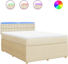 vidaXL Κρεβάτι Boxspring με Στρώμα Κρεμ 160x200 εκ. Υφασμάτινο