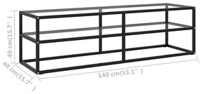 Έπιπλο Τηλεόρασης Μαύρο με Ψημένο Γυαλί 140x40x40 εκ. - Μαύρο