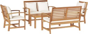 vidaXL Σετ Καναπέ Κήπου 5 pcs Φυσικό Στερεό Ξύλο Τίκ