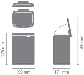 Κάδος απορριμμάτων Brabantia Bo Small 4L, Ομαλό και αθόρυβο άνοιγμα,Αντιολισθητική βάση, Μαύρο