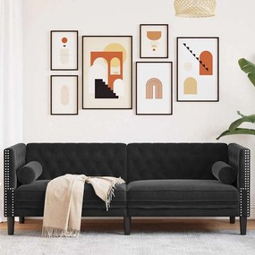 vidaXL Καναπές Chesterfield Argyle Μαύρο 194 x 74.5 x 70.5 εκ. Βελούδο