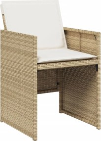 vidaXL Σετ Τραπεζαρίας Κήπου 13 τεμ. Μπεζ Συνθ. Ρατάν με Μαξιλάρια