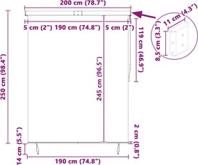 vidaXL Ρόλερ Μπλε και άσπρο 200 x 250 εκ. Ύφασμα και Αλουμίνιο