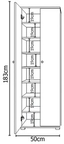 ΝΤΟΥΛΑΠΙ ARTELIBRE ROSELINE ΛΕΥΚΟ/ΑΝΘΡΑΚΙ ΜΟΡΙΟΣΑΝΙΔΑ 50X30X183CM