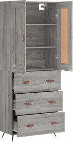 vidaXL Ντουλάπι Γκρι Sonoma 69,5 x 34 x 180 εκ. Επεξεργασμένο Ξύλο
