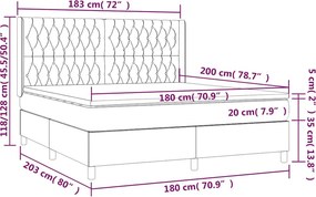 vidaXL Κρεβάτι Boxspring με Στρώμα Μαύρο 180x200 εκ. Υφασμάτινο