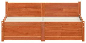 vidaXL Σκελετός Κρεβατιού Καφέ κεριού 135 x 190 cm Μασίφ ξύλο πεύκου