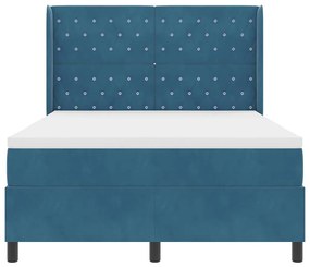 vidaXL Κρεβάτι με ελατήρια με κεφαλάρι Μπλε 140 x 190 cm Βελούδο