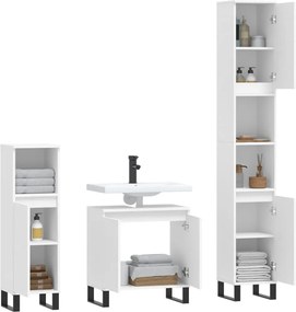 vidaXL Σετ Επίπλων Μπάνιου 3 Τεμαχίων Λευκό από Επεξεργασμένο Ξύλο