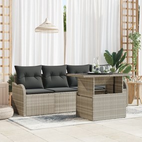 vidaXL Σετ καναπέ 5 τεμαχίων κήπου από την με μαξιλάρια Ανοιχτό γκρι Πολυρατάν