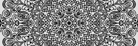 Στολίδι με μοτίβο λουλουδιών σε ασπρόμαυρο - 150x50