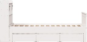 vidaXL Κρεβάτι Βιβλιοθήκη Χωρίς Στρώμα Λευκό 75x190 εκ Μασίφ Πεύκο