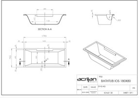 Acrilan Ios - Ακρυλική Μπανιέρα 180x80 εκ - Ακρυλικό