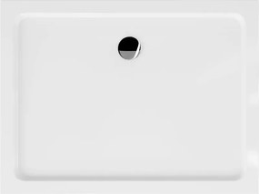 Mexen Flat ορθογώνιος επίπεδος ντουζιέρα 120 x 100 cm, λευκός, σιφώνιο χρωμίου
