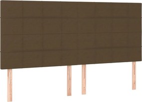 vidaXL Κρεβάτι Boxspring με Στρώμα &amp; LED Σκ.Καφέ 200x200εκ. Υφασμάτινο