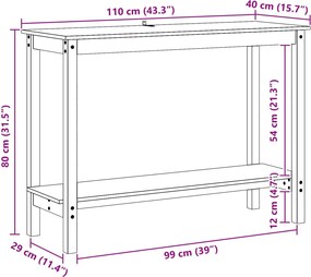 vidaXL Τραπέζι κονσόλας Κερωμένο Καφέ 110 x 40 x 80 εκ Στερεό πεύκο