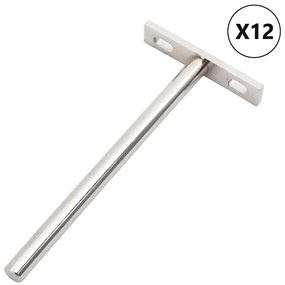 vidaXL Πλωτά στηρίγματα ραφιών 12 τεμ. Ø10x150 χιλ. Ανθρακοχάλυβας