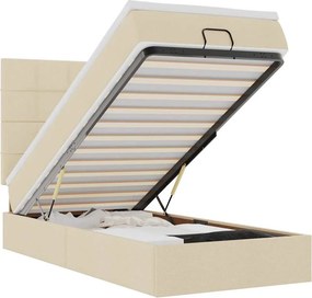 vidaXL Οθωμανικό κρεβάτι με στρώμα Cream 80x200cm ύφασμα
