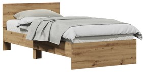 vidaXL Κρεβάτι  χωρίς στρώμα με κεφαλάρι δρυς 75x190 εκ.
