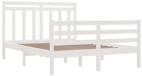 vidaXL Πλαίσιο Κρεβατιού Λευκό 135x190 εκ. από Μασίφ Ξύλο Double