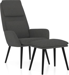 vidaXL Πολυθρόνα Relax Σκούρο Γκρι Υφασμάτινη με Σκαμπό