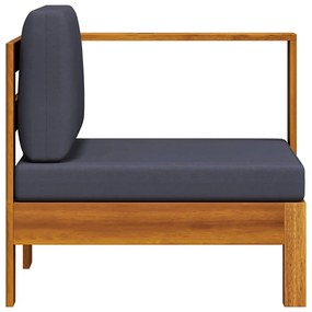 vidaXL Καναπές Μεσαίος με 1 Μπράτσο Σκούρο Γκρι από Μασίφ Ξύλο Ακακίας