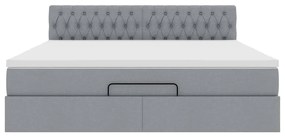 Οθωμανικό κρεβάτι με στρώμα&amp;LEDs Ανοιχτό γκρι 180x200cm ύφασμα 3312409