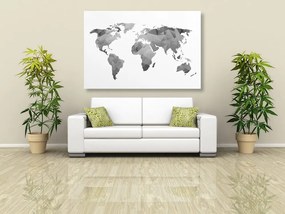 Εικόνα πολυγωνικού παγκόσμιου χάρτη σε ασπρόμαυρο - 60x40
