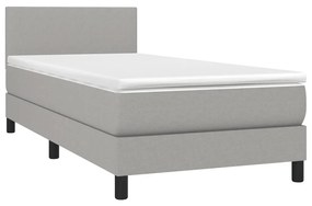 Κρεβάτι Boxspring με Στρώμα &amp; LED Αν.Γκρι 80x200 εκ. Υφασμάτινο - Γκρι