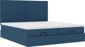 vidaXL Οθωμανικό κρεβάτι με στρώματα μπλε 180x200cm ύφασμα