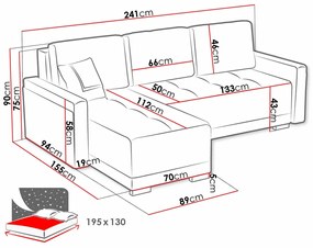 Γωνιακός Καναπές Columbus 172, Λειτουργία ύπνου, Αποθηκευτικός χώρος, 241x155x90cm, 109 kg, Πόδια: Ξύλινα | Epipla1.gr