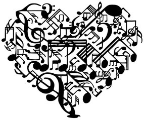 Διακοσμητικό Τοίχου Musical Heart 899SKL2551 60x74cm Black Wallity Metal
