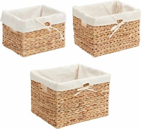 vidaXL Καλάθια Αποθήκευσης 3 pcs Φυσικό Υάκινθος νερού