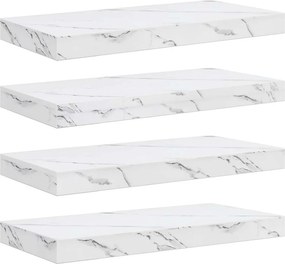 vidaXL Ράφι Τοίχου Επιτοίχιο 4 pcs Λευκό Μάρμαρο 50 x 23,5 x 4 εκ