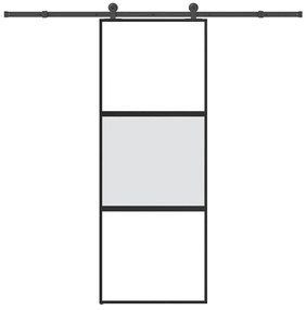 vidaXL Συρόμενη πόρτα με σετ υλικού 76x205 cm από γυαλί&amp;Αλουμίνιο