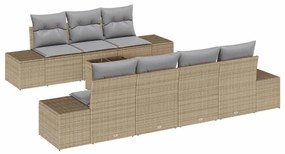 vidaXL Σετ Καναπέ Κήπου 8 pcs Μπεζ Πολυ ράταν