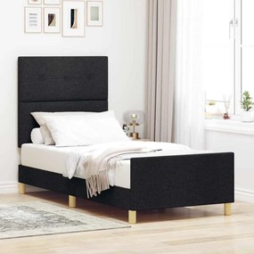 vidaXL Σκελετός Κρεβατιού με κεφαλάρι Μαύρο 80 x 200 cm ύφασμα