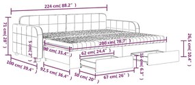 Καναπές Κρεβάτι Συρόμενος Ροζ 90x200 εκ. Βελούδινος &amp; Συρτάρια - Ροζ