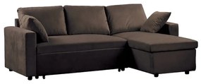 MONTREAL Καναπές Κρεβάτι Γωνία Αναστρέψιμη με Αποθηκευτικό Χώρο, Microfiber Σκούρο Καφέ  223x146x80x83cm Bed:118x194x46 [-Καφέ Σκούρο-] [-Ύφασμα-] Ε9586,1