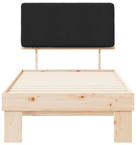 vidaXL Σκελετός Κρεβατιού με Επενδεδυμένο Κεφαλάρι Μαύρο 75 x 190 cm