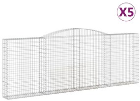vidaXL Συρματοκιβώτια Τοξωτά 5 τεμ. 400x30x140/160 εκ. Γαλβαν. Ατσάλι
