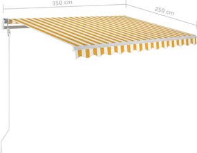 vidaXL Αναδιπλούμενη τέντα Κίτρινο και Λευκό 350 x 250 εκ