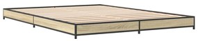 vidaXL Πλαίσιο Κρεβατιού Sonoma Δρυς 135x190 εκ. Επεξ. Ξύλο &amp; Μέταλλο
